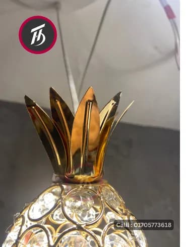 Original Crystal আনারস স্টাইল ঝাঁড়বাতি প্রিমিয়াম কোয়ালিটি ফিনিশ  Set – ৫ লেয়ারের হ্যাংগিং লাইট, স্টাইলিশ ও টেকসই ডিজাইন (Pineapple Style Chandelier – Golden Look with Premium Modern Design, Stylish & Durable Design unique)) 4