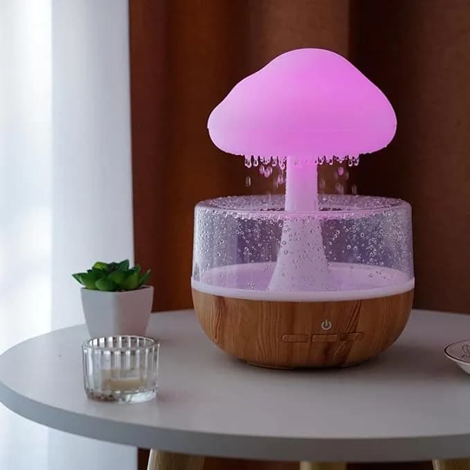 Mushroom Rainfall Relax Humidifier With 7 Color Change Manually 