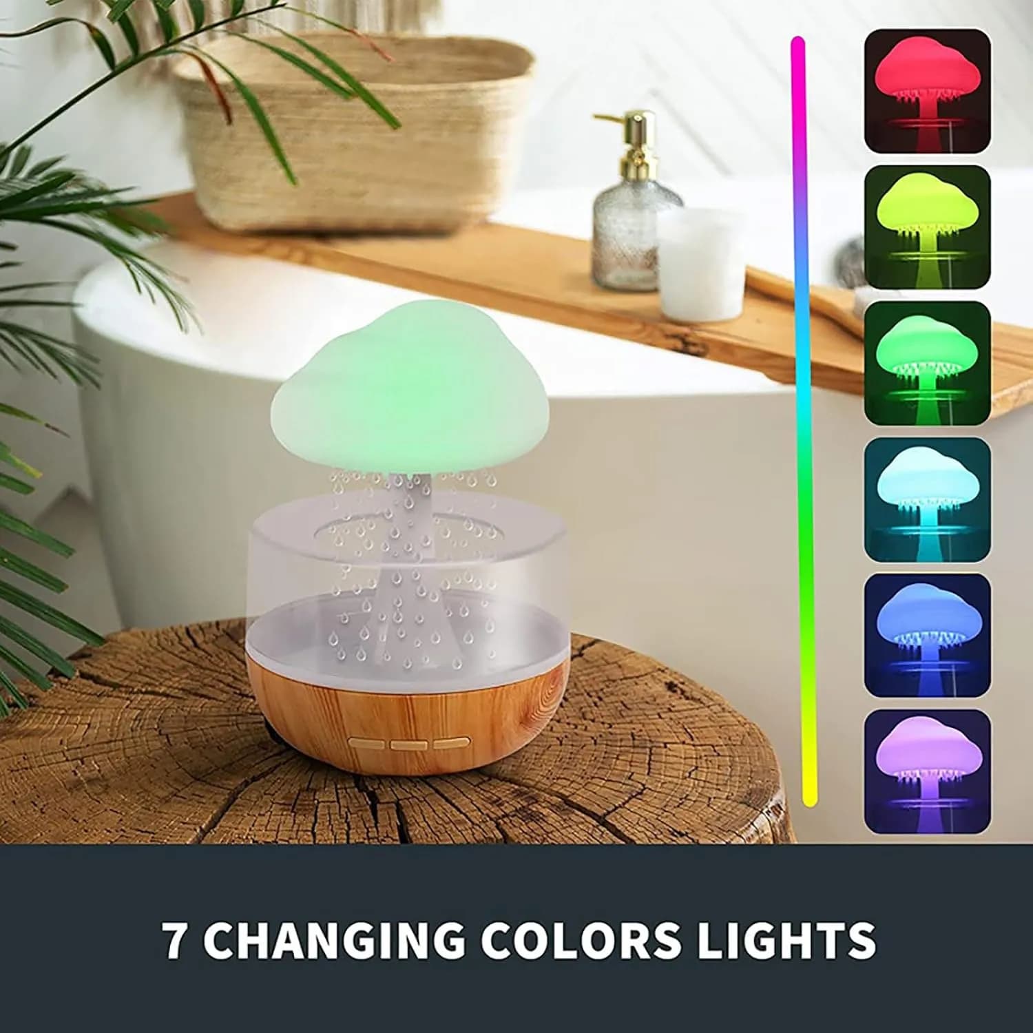 Mushroom Rainfall Relax Humidifier With 7 Color Change Manually  5
