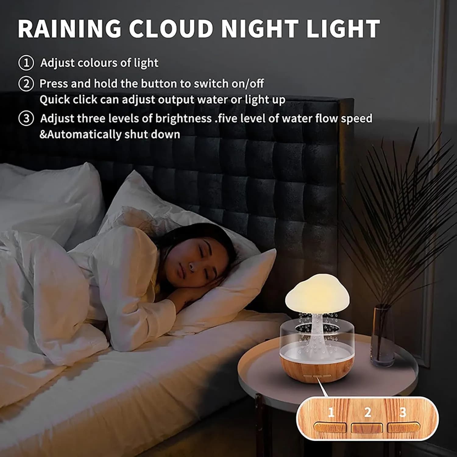Mushroom Rainfall Relax Humidifier With 7 Color Change Manually  4