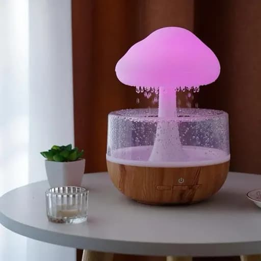Mushroom Rainfall Relax Humidifier With 7 Color Change Manually 
