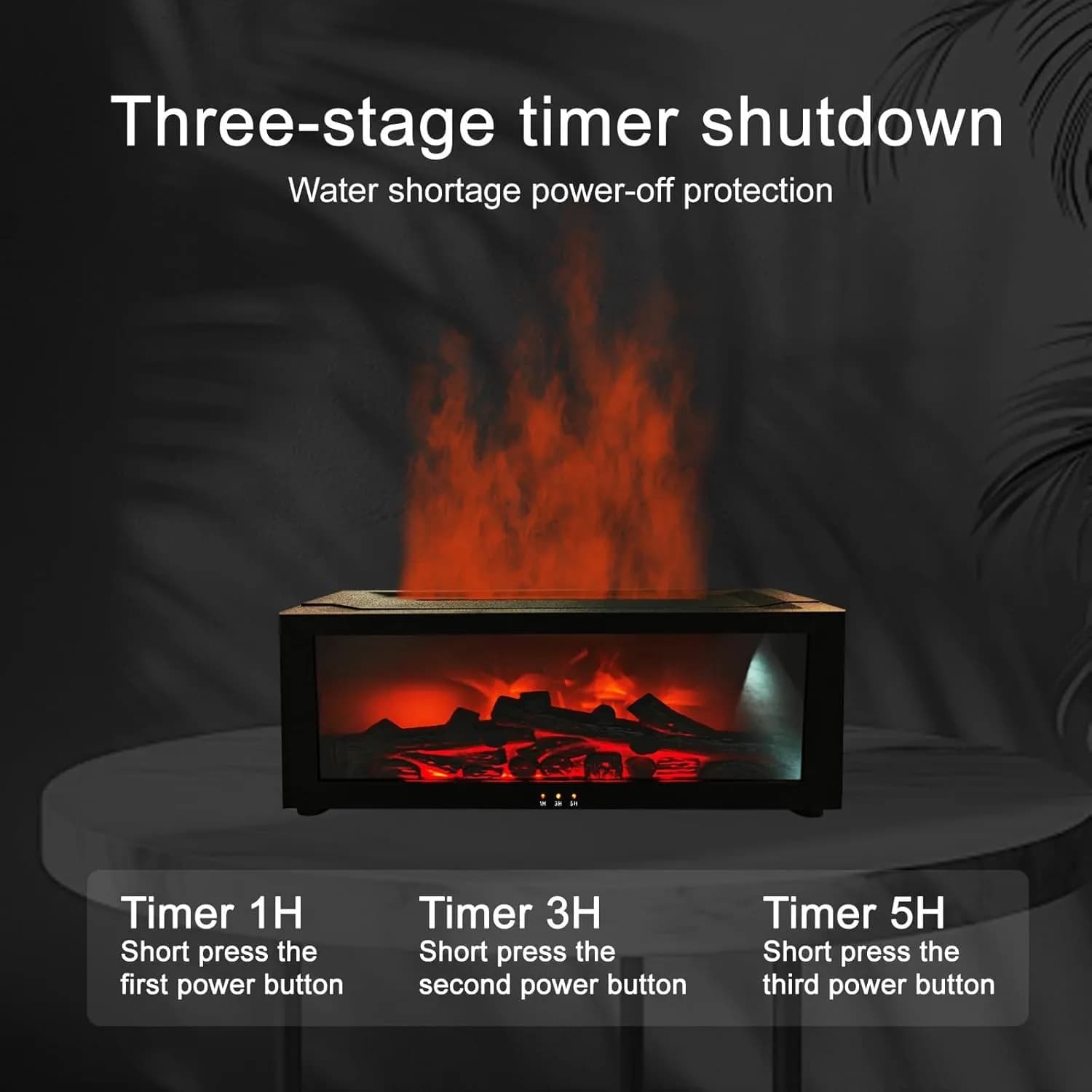 Flame Diffuser for Fireplace, 150ml Vintage Aromatherapy Fireplace Humidifier for Home Office Bedroom (Black) 3