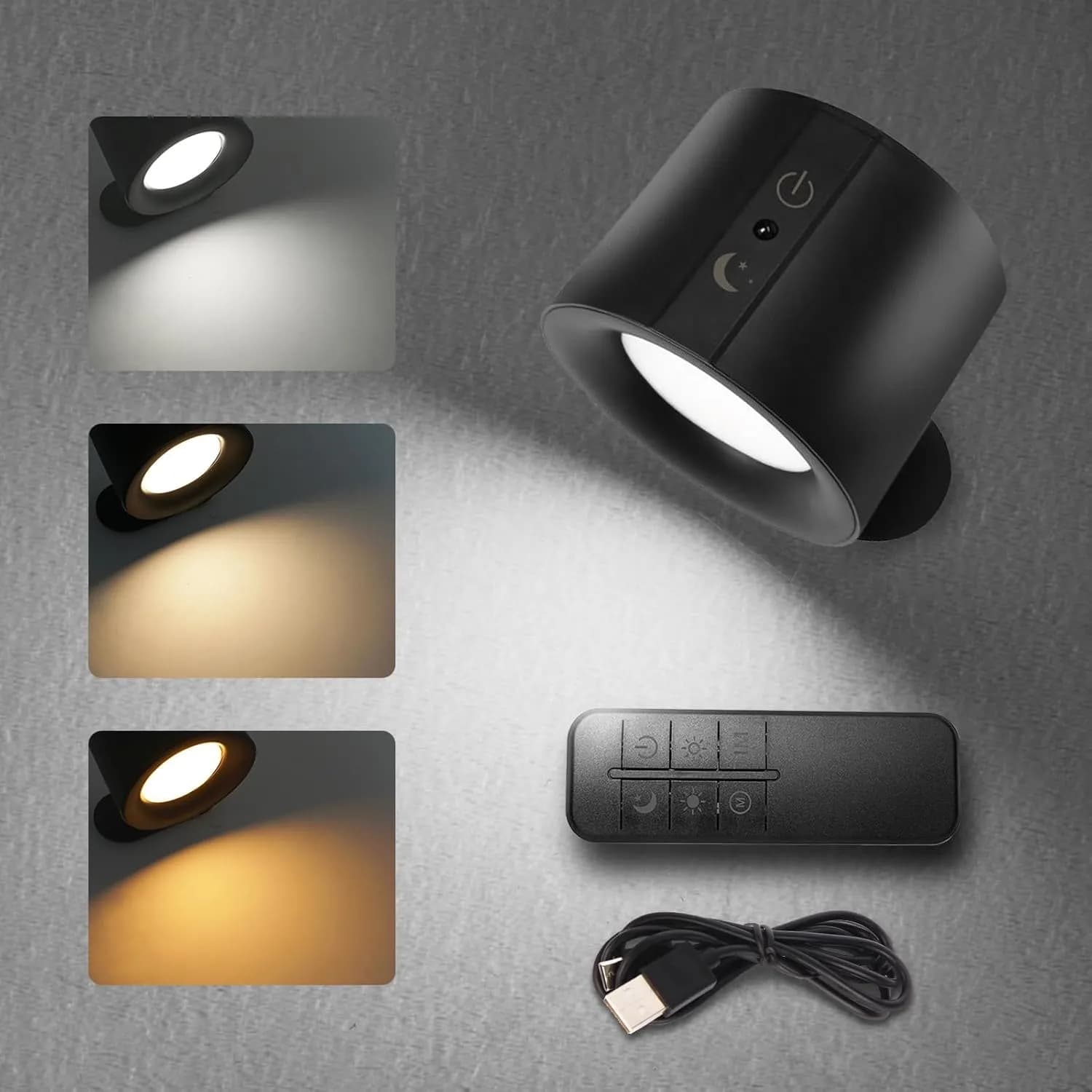 1pc Rechargeable Wall Mount LED Spot Light Front & Rear Light 12