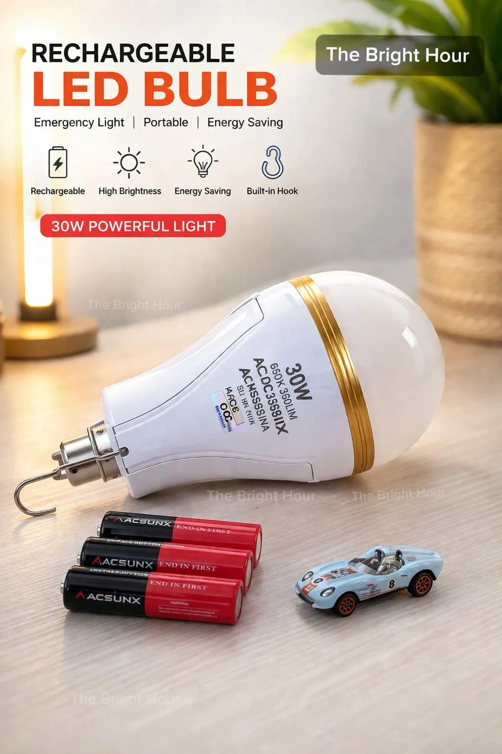 Official 1 Years Warranty Multi-Function Powerfull LED Rechargeable Emergency Bulb is a Portable Lighting 2