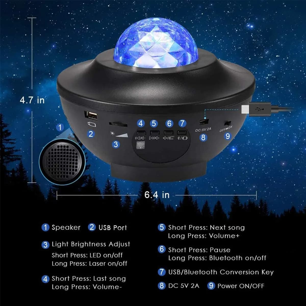 Galaxy Projector with Bluetooth Music Speaker 4