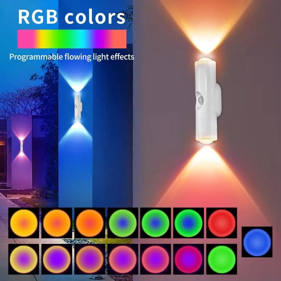 Double-head LED Night Light with Motion Sensor RGB Rechargeable Magnetic Wall Lamp