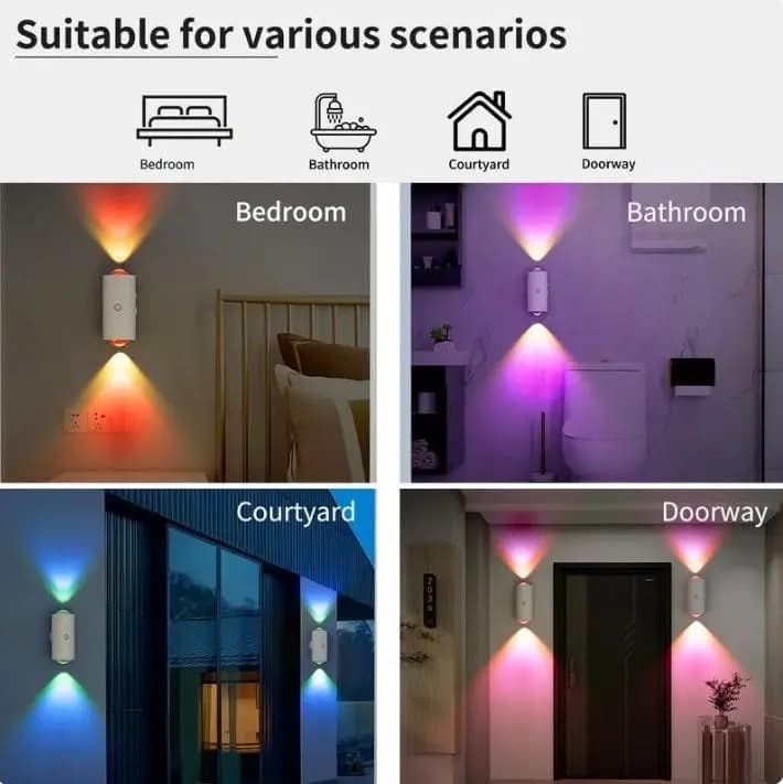 Double-head LED Night Light with Motion Sensor RGB Rechargeable Magnetic Wall Lamp 3