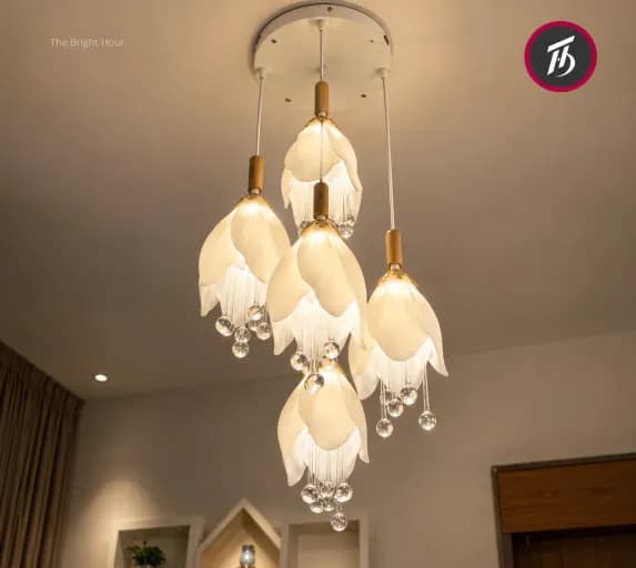 (48 Hours Flash Offer!) Orginal Flower Set – ৫ প্রিমিয়াম মডার্ন হ্যাংগিং লাইট, স্টাইলিশ ও টেকসই ডিজাইন (Premium Modern Chandelier – 5 Layer Hanging Light, Stylish & Durable)